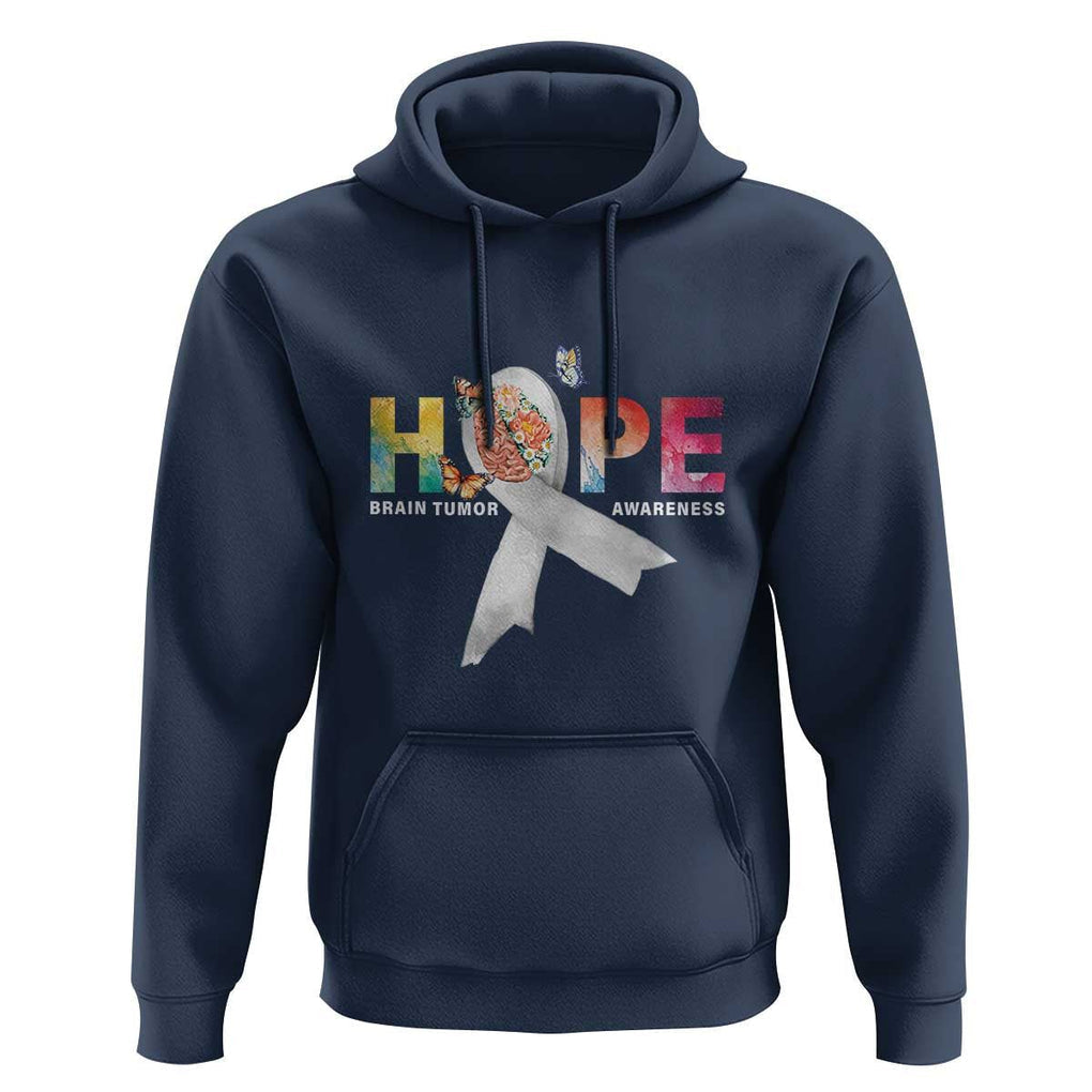 Hope Brain Tumor Awareness Gray Ribbon Hoodie TS09 Navy Print Your Wear