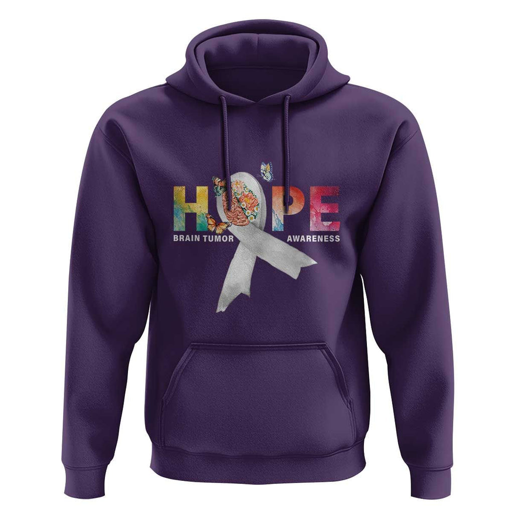 Hope Brain Tumor Awareness Gray Ribbon Hoodie TS09 Purple Print Your Wear