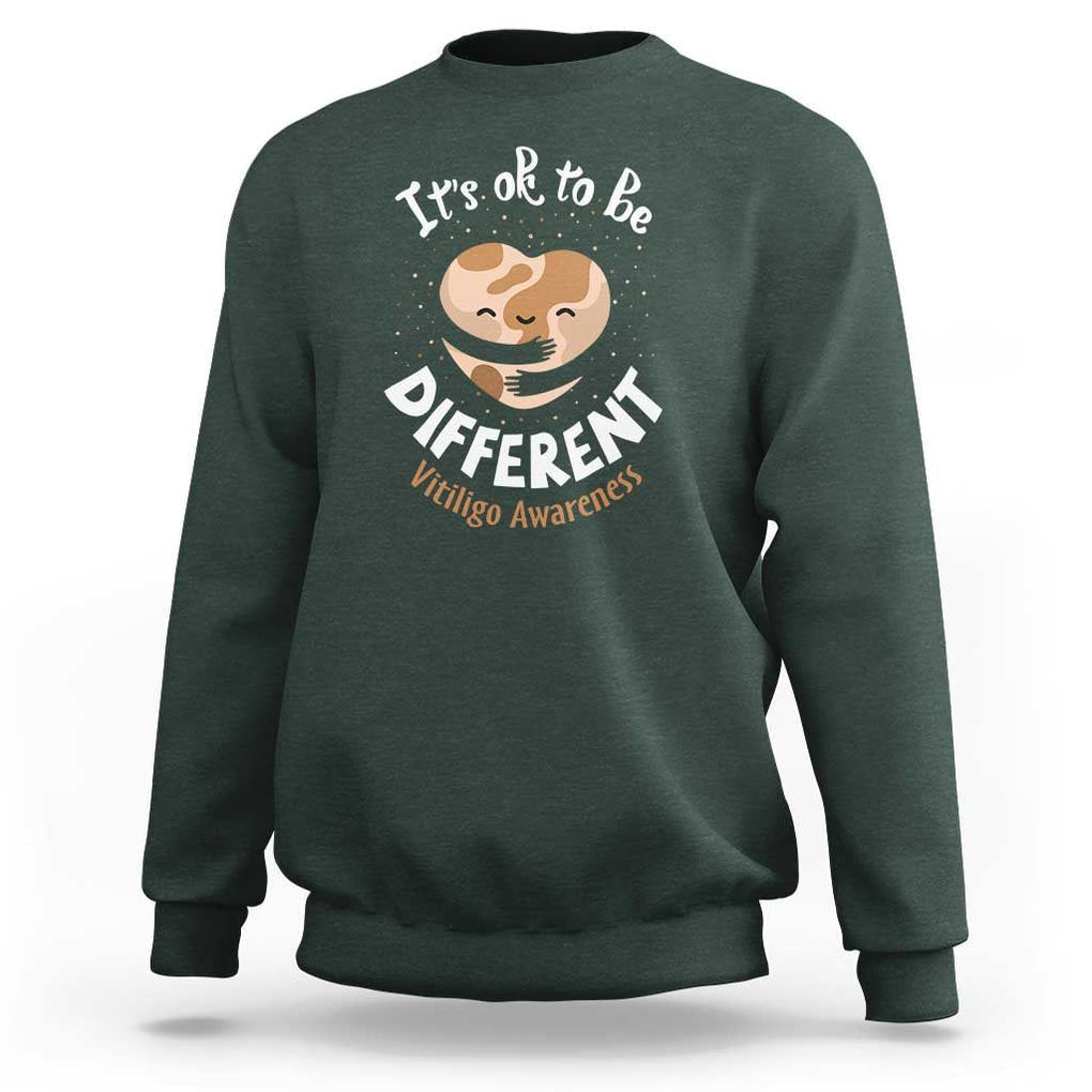 Vitiligo Awareness Sweatshirt Its Ok To Be Different TS09 Dark Forest Green Print Your Wear
