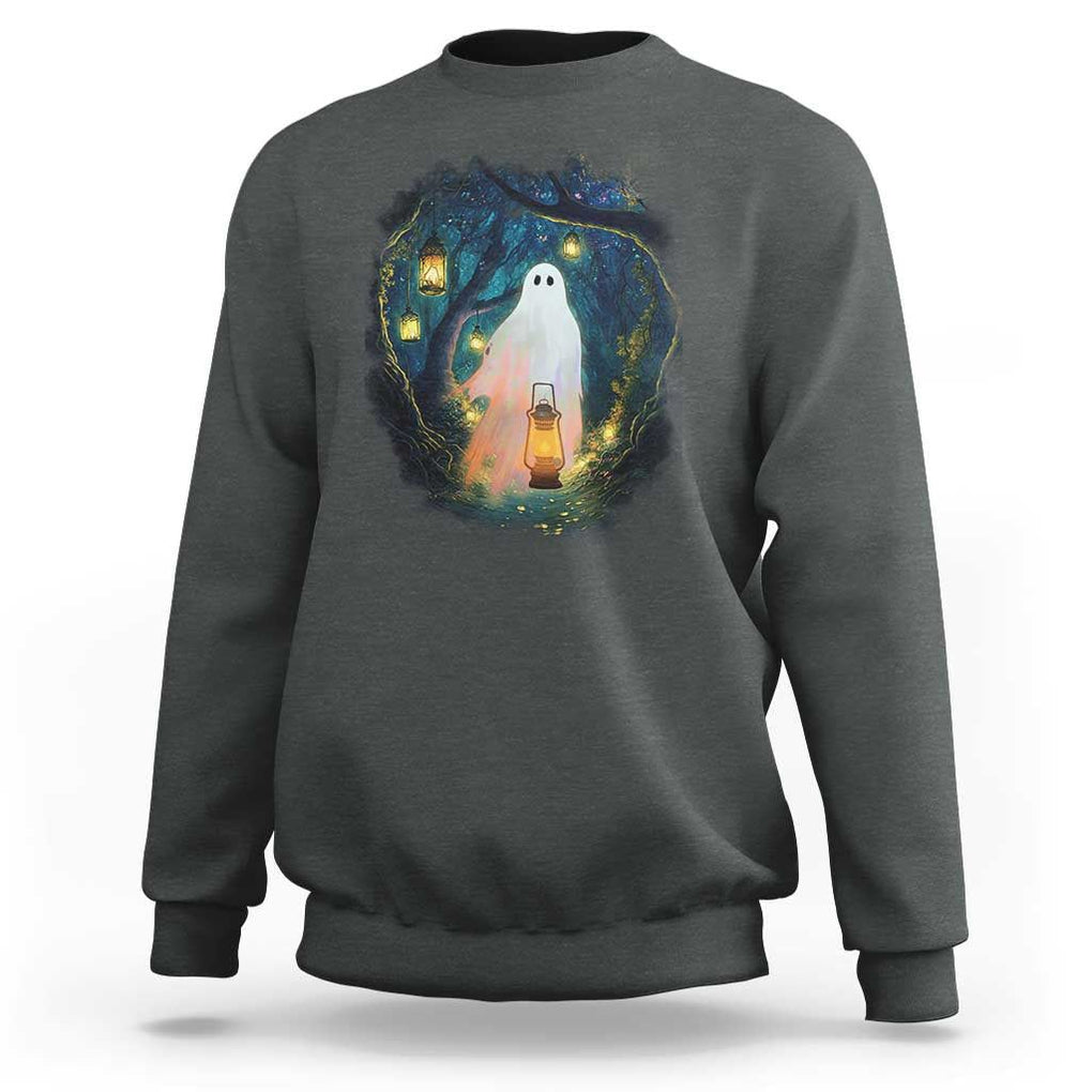 Ghost Sweatshirt Ghost In The Forest Shirt TS09 Dark Heather Print Your Wear