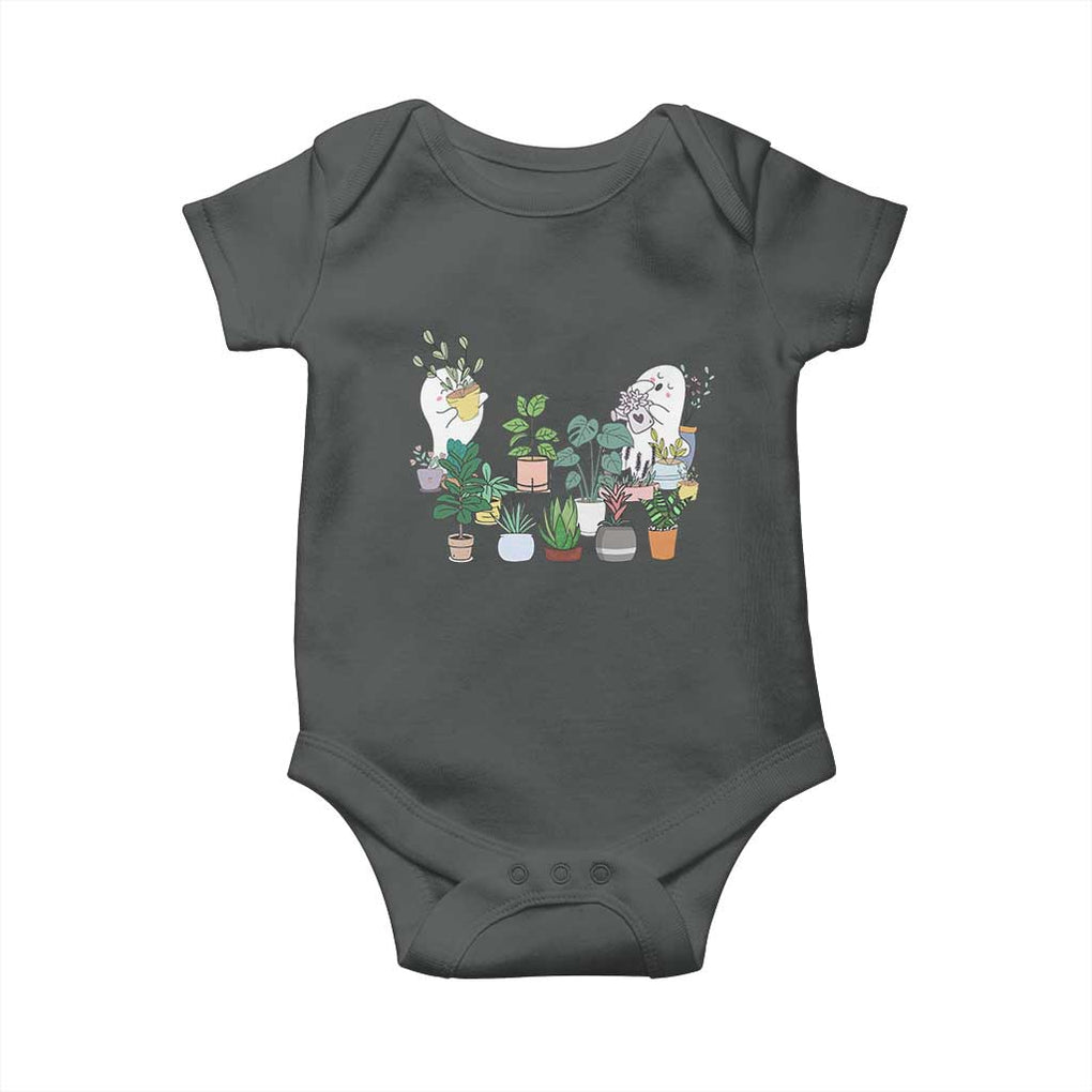 Ghost Garden Halloween Gardener Gardening Baby Onesie TS09 Dark Heather Print Your Wear