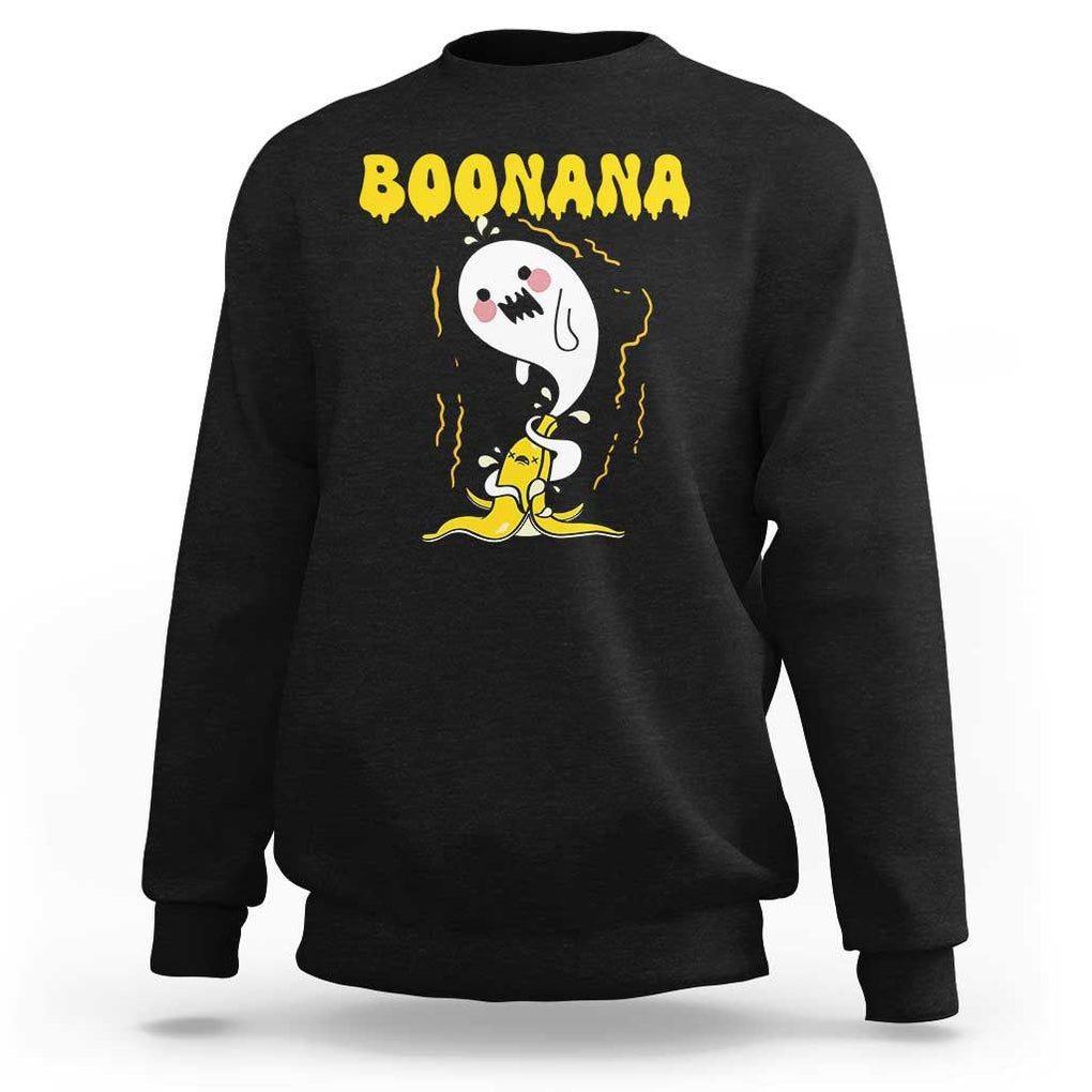 Halloween Sweatshirt Banana Ghost Boonana Cute Costume TS09 Black Print Your Wear