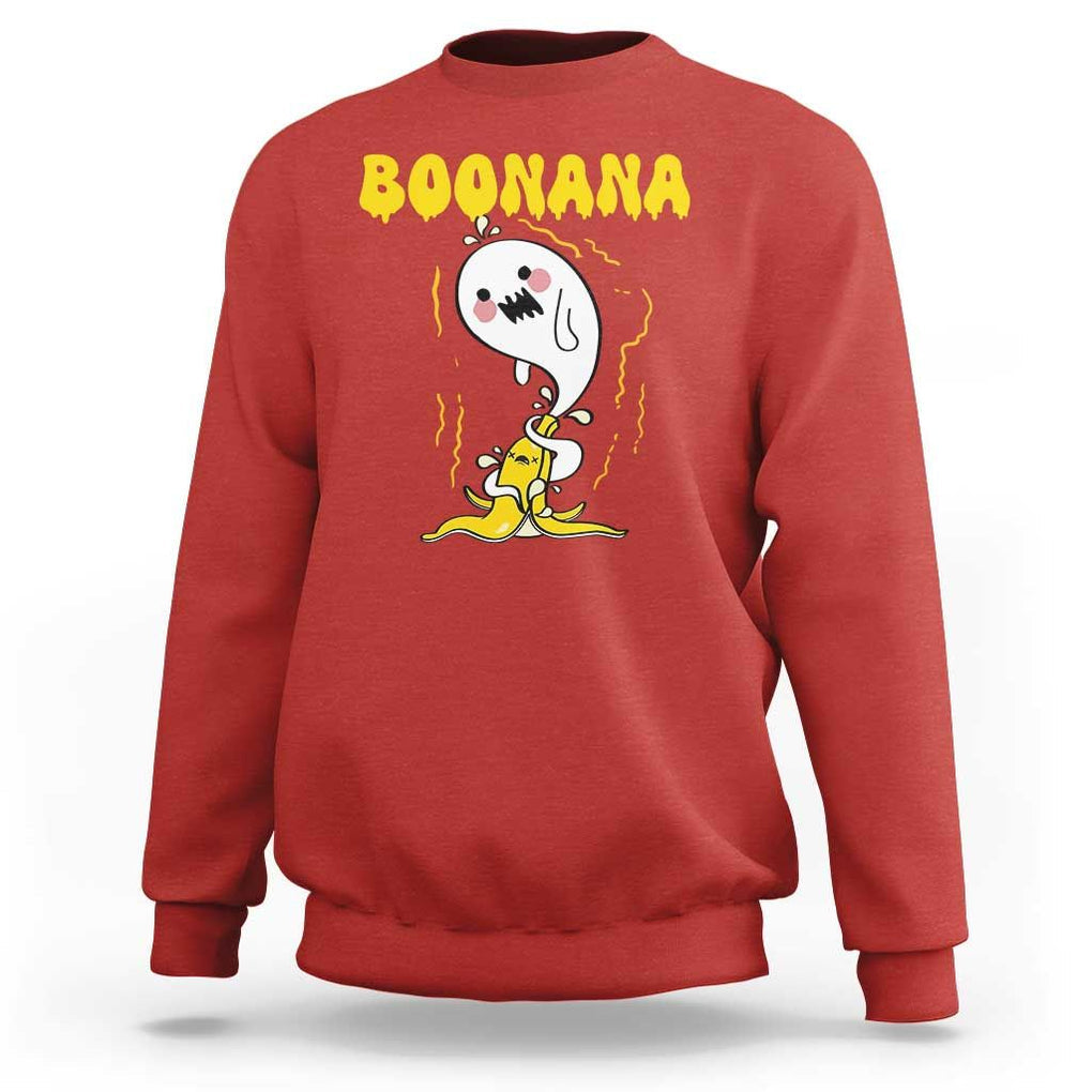 Halloween Sweatshirt Banana Ghost Boonana Cute Costume TS09 Red Print Your Wear