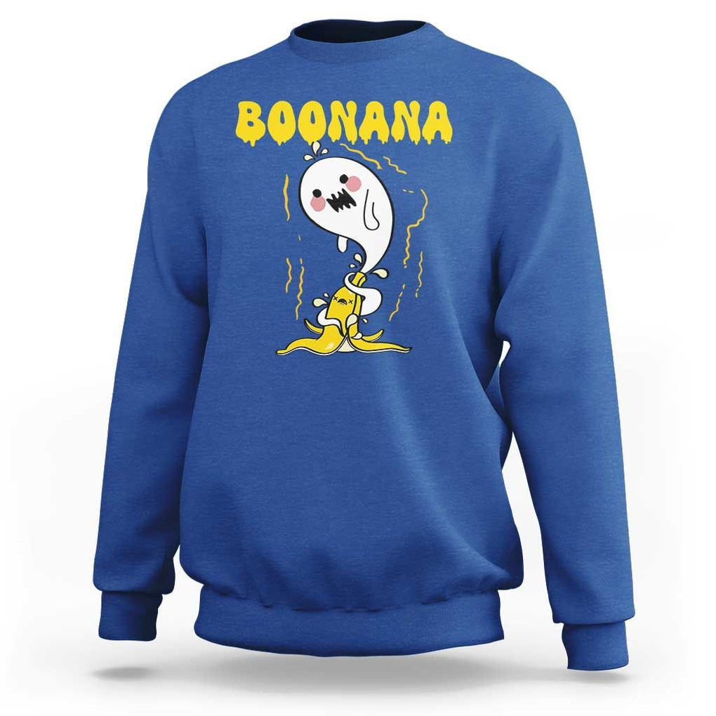 Halloween Sweatshirt Banana Ghost Boonana Cute Costume TS09 Royal Blue Print Your Wear