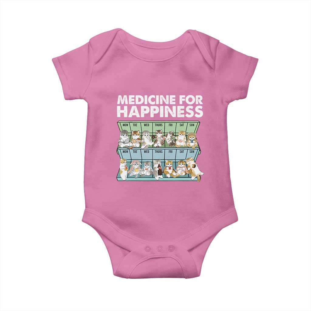Mental Health Baby Onesie Medicine For Happiness Cute Cat TS09 Azalea Print Your Wear