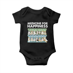 Mental Health Baby Onesie Medicine For Happiness Cute Cat TS09 Black Print Your Wear