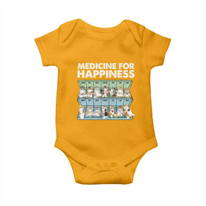 Mental Health Baby Onesie Medicine For Happiness Cute Cat TS09 Gold Print Your Wear