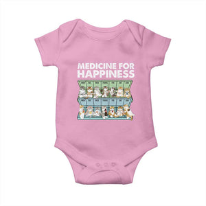 Mental Health Baby Onesie Medicine For Happiness Cute Cat TS09 Light Pink Print Your Wear