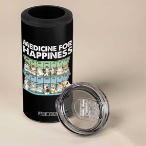Mental Health 4 in 1 Can Cooler Tumbler Medicine For Happiness Cute Cat TS09 Print Your Wear