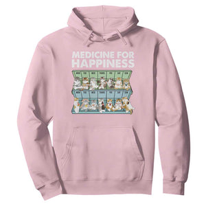 Mental Health Hoodie Medicine For Happiness Cute Cat TS09 Light Pink Print Your Wear