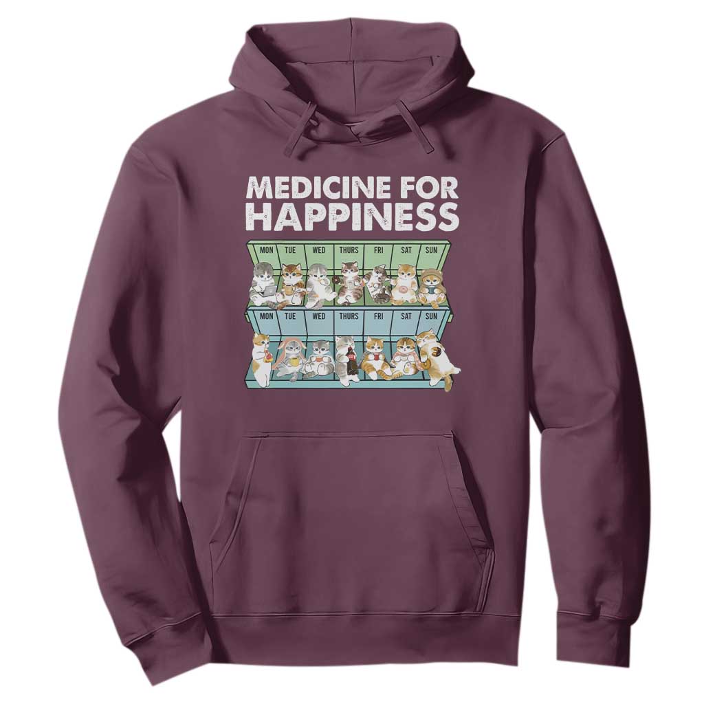 Mental Health Hoodie Medicine For Happiness Cute Cat TS09 Maroon Print Your Wear