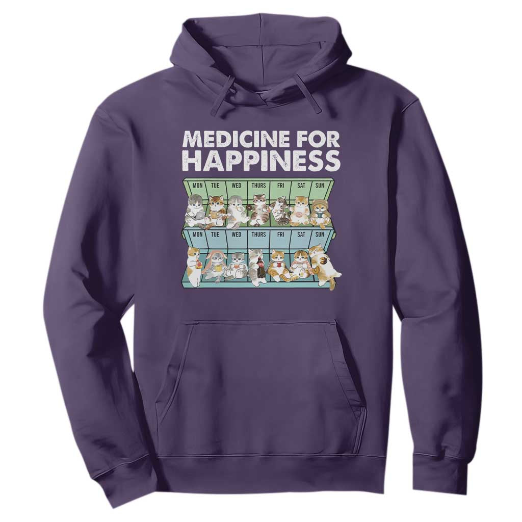Mental Health Hoodie Medicine For Happiness Cute Cat TS09 Purple Print Your Wear