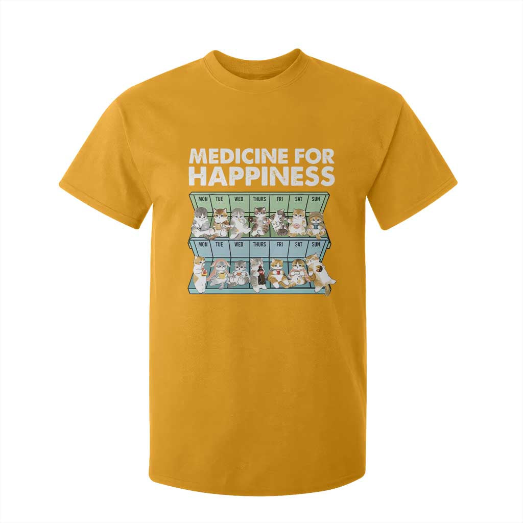 Mental Health T Shirt For Kid Medicine For Happiness Cute Cat TS09 Gold Print Your Wear
