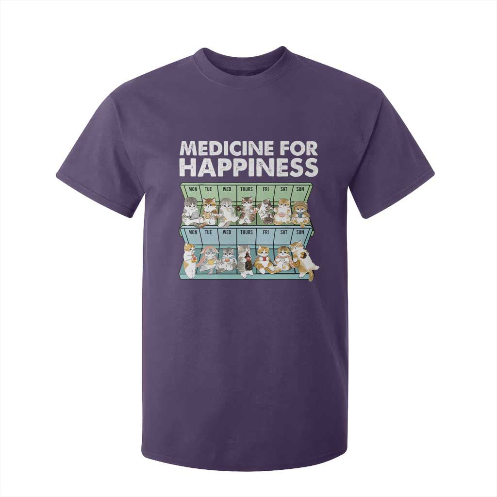 Mental Health T Shirt For Kid Medicine For Happiness Cute Cat TS09 Purple Print Your Wear