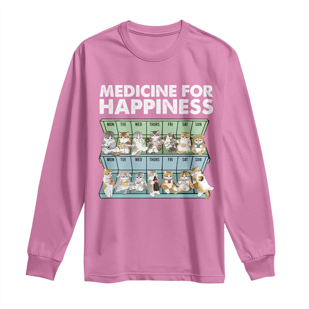 Mental Health Long Sleeve Shirt Medicine For Happiness Cute Cat TS09 Azalea Print Your Wear