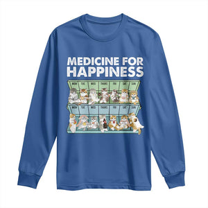 Mental Health Long Sleeve Shirt Medicine For Happiness Cute Cat TS09 Royal Blue Print Your Wear