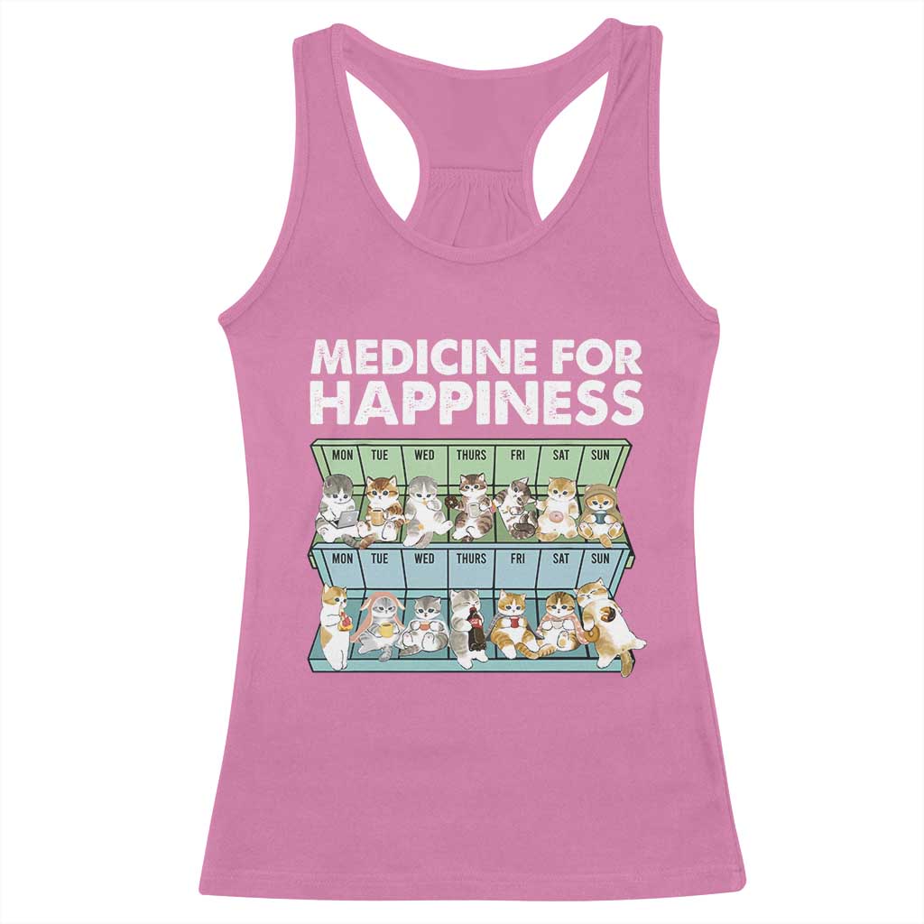 Mental Health Racerback Tank Top Medicine For Happiness Cute Cat TS09 Azalea Print Your Wear