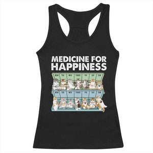 Mental Health Racerback Tank Top Medicine For Happiness Cute Cat TS09 Black Print Your Wear