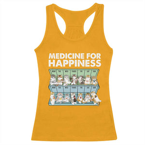Mental Health Racerback Tank Top Medicine For Happiness Cute Cat TS09 Gold Print Your Wear