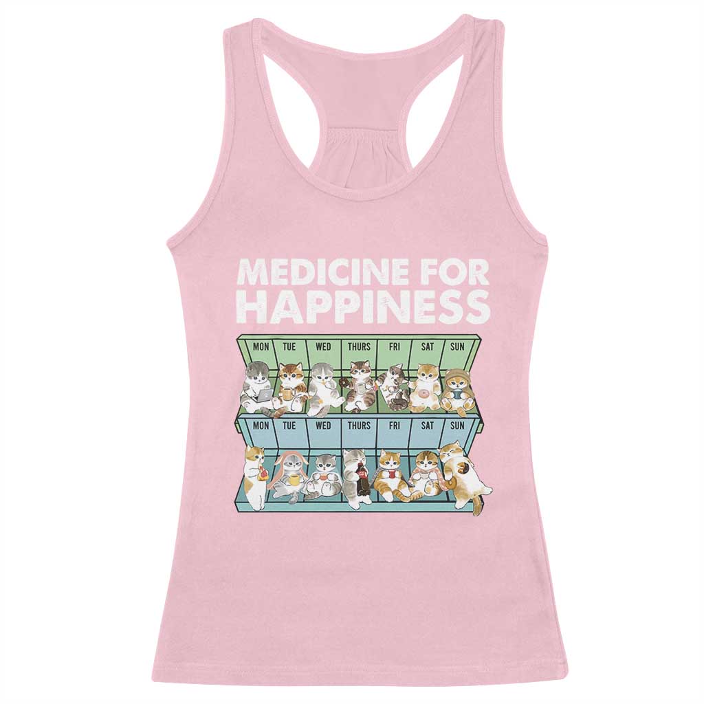 Mental Health Racerback Tank Top Medicine For Happiness Cute Cat TS09 Light Pink Print Your Wear