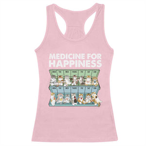 Mental Health Racerback Tank Top Medicine For Happiness Cute Cat TS09 Light Pink Print Your Wear