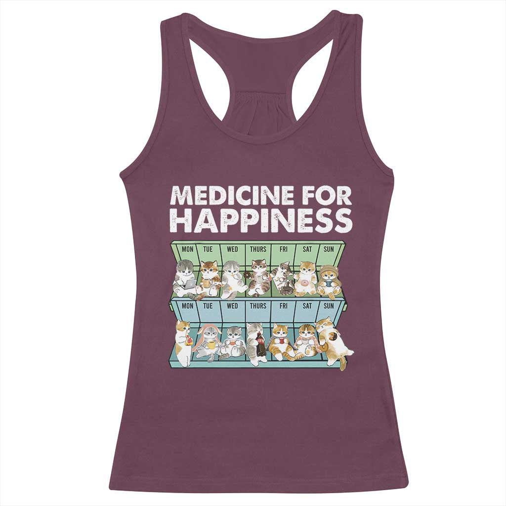 Cute Cats Are for Happiness Mental Health Racerback Tank Top TS09 Maroon Print Your Wear