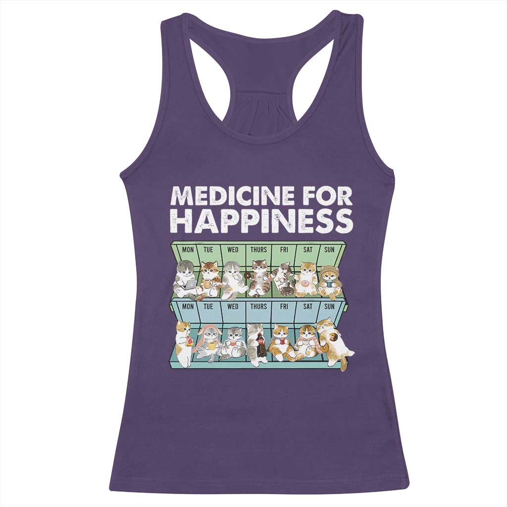 Mental Health Racerback Tank Top Medicine For Happiness Cute Cat TS09 Purple Print Your Wear