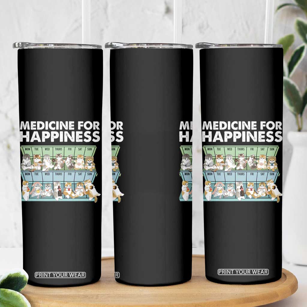 Mental Health Skinny Tumbler Medicine For Happiness Cute Cat TS09 Print Your Wear
