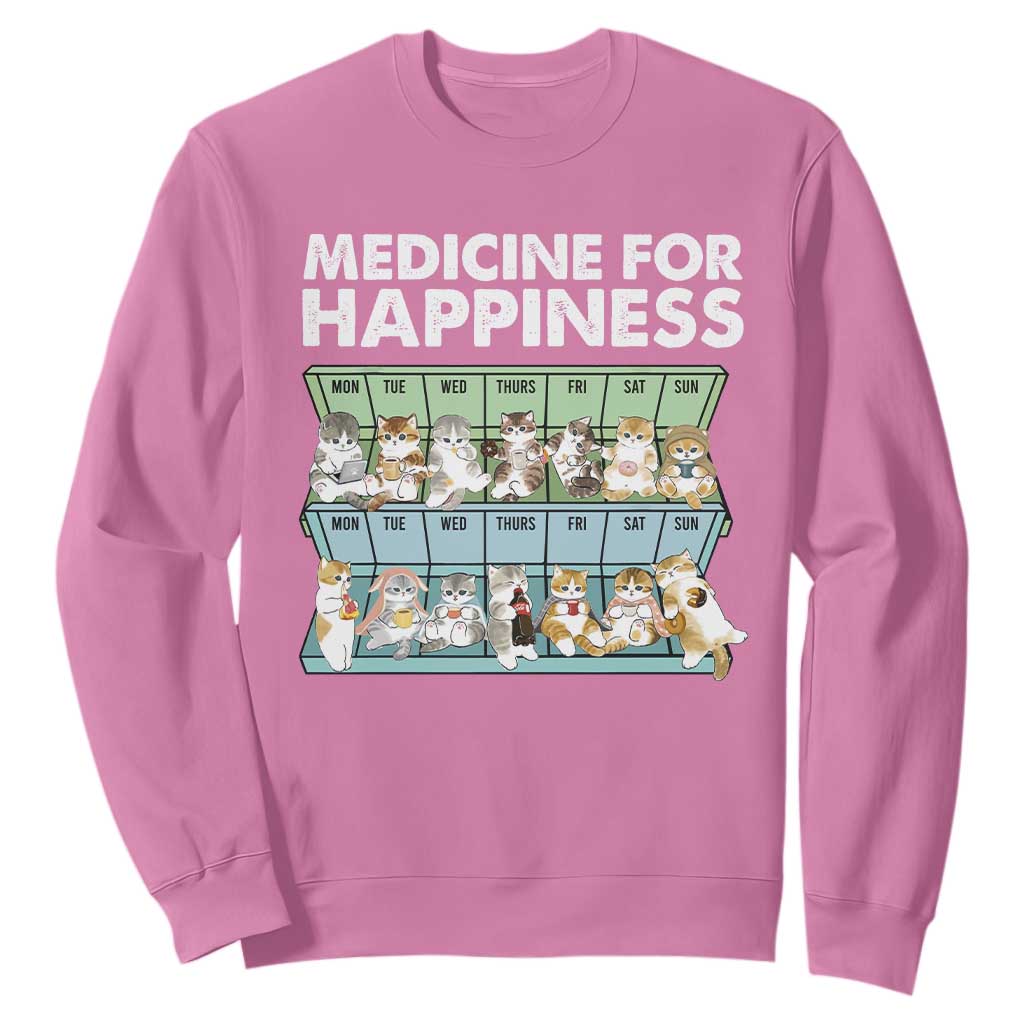 Mental Health Sweatshirt Medicine For Happiness Cute Cat TS09 Azalea Print Your Wear