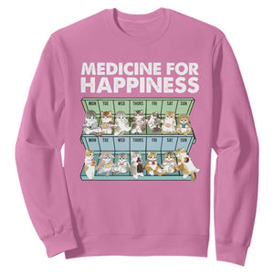 Mental Health Sweatshirt Medicine For Happiness Cute Cat TS09 Azalea Print Your Wear