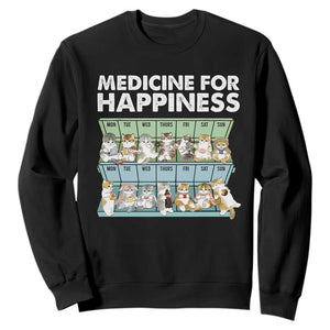Mental Health Sweatshirt Medicine For Happiness Cute Cat TS09 Black Print Your Wear