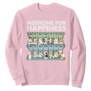 Mental Health Sweatshirt Medicine For Happiness Cute Cat TS09 Light Pink Print Your Wear