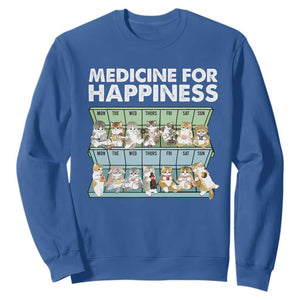 Mental Health Sweatshirt Medicine For Happiness Cute Cat TS09 Royal Blue Print Your Wear