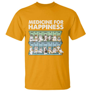 Mental Health T Shirt Medicine For Happiness Cute Cat TS09 Gold Print Your Wear