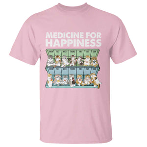 Mental Health T Shirt Medicine For Happiness Cute Cat TS09 Light Pink Print Your Wear