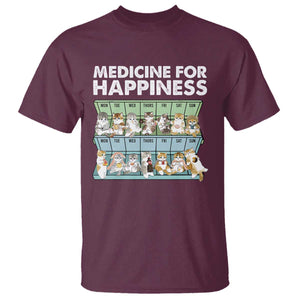 Mental Health T Shirt Medicine For Happiness Cute Cat TS09 Maroon Print Your Wear