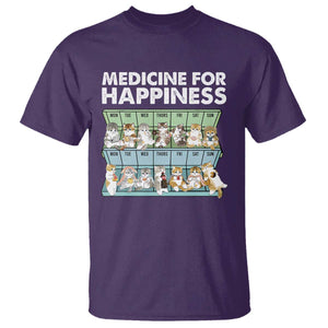Mental Health T Shirt Medicine For Happiness Cute Cat TS09 Purple Print Your Wear