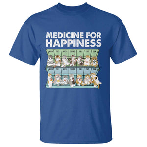 Mental Health T Shirt Medicine For Happiness Cute Cat TS09 Royal Blue Print Your Wear