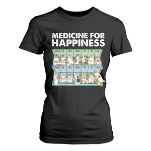 Mental Health T Shirt For Women Medicine For Happiness Cute Cat TS09 Black Print Your Wear
