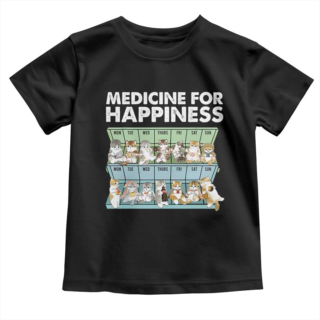 Mental Health Toddler T Shirt Medicine For Happiness Cute Cat TS09 Black Print Your Wear