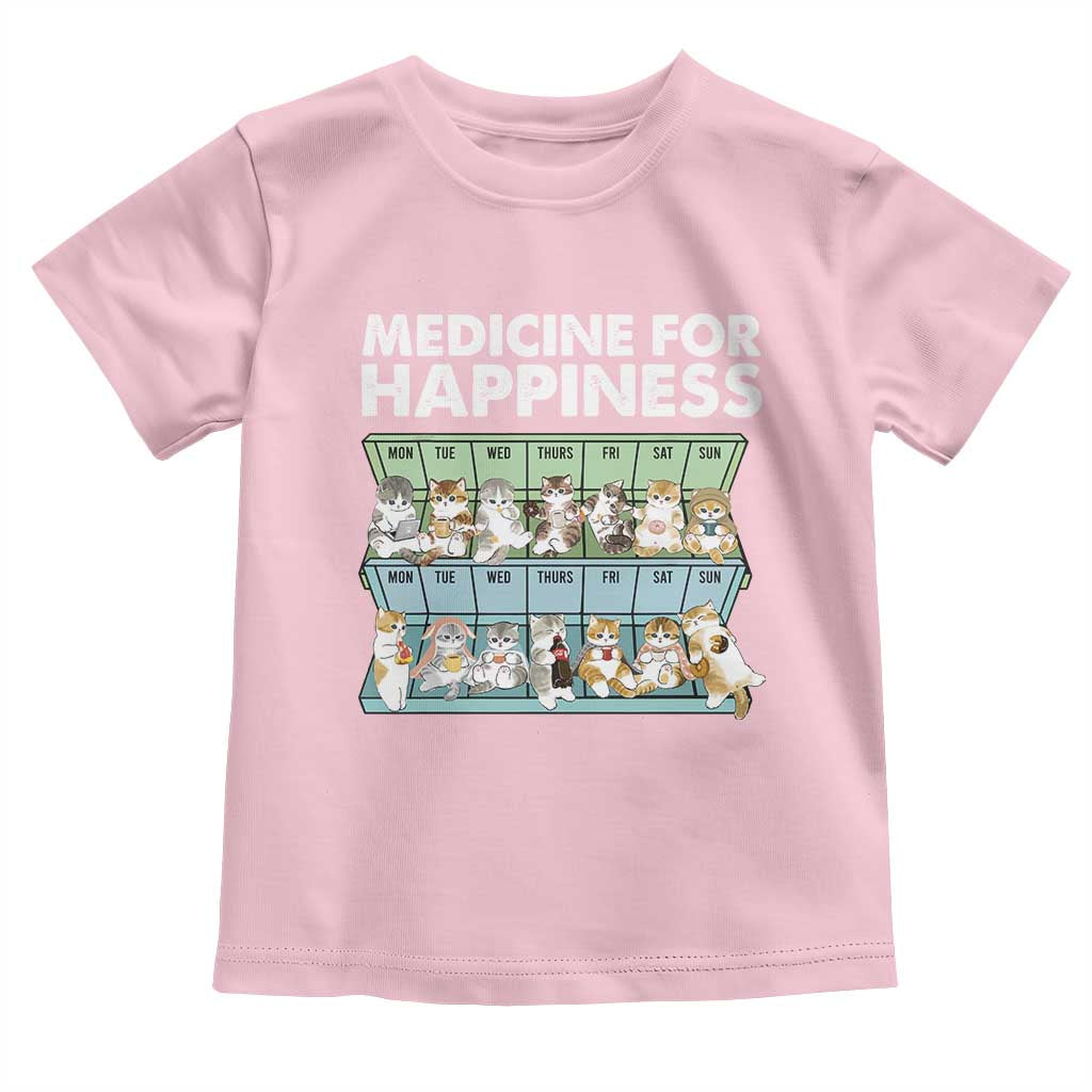 Mental Health Toddler T Shirt Medicine For Happiness Cute Cat TS09 Light Pink Print Your Wear