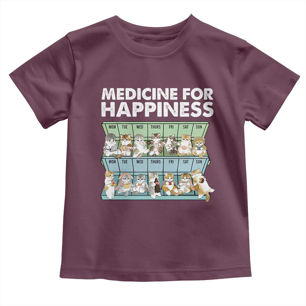 Mental Health Toddler T Shirt Medicine For Happiness Cute Cat TS09 Maroon Print Your Wear