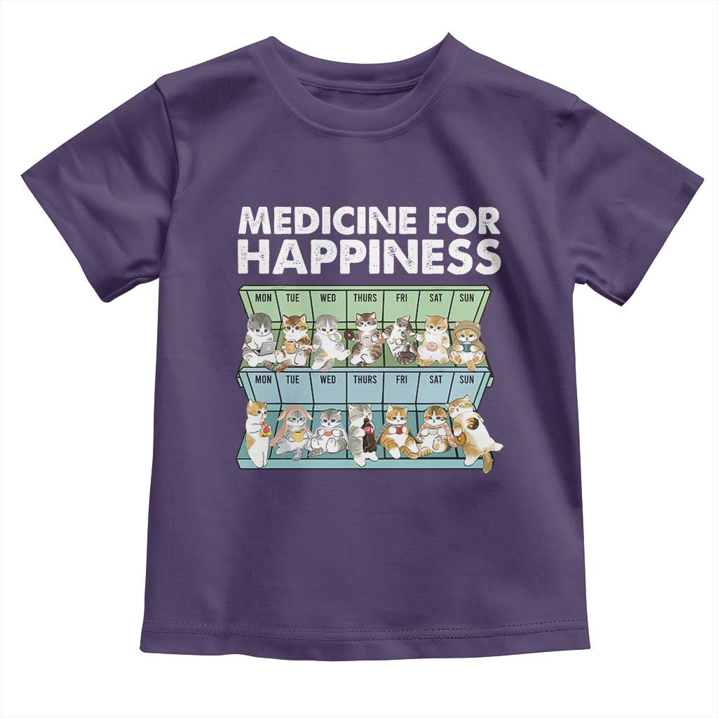 Mental Health Toddler T Shirt Medicine For Happiness Cute Cat TS09 Purple Print Your Wear