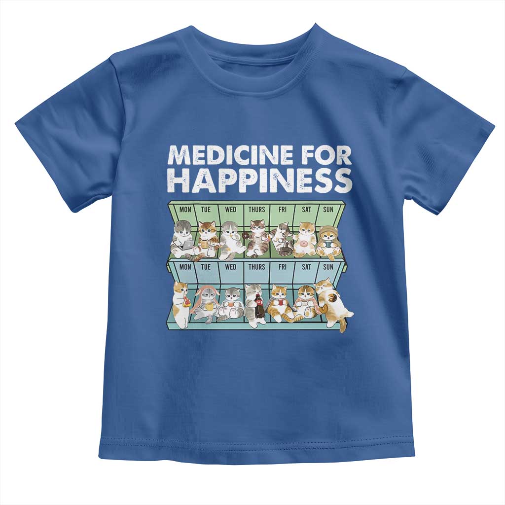 Mental Health Toddler T Shirt Medicine For Happiness Cute Cat TS09 Royal Blue Print Your Wear