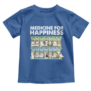 Mental Health Toddler T Shirt Medicine For Happiness Cute Cat TS09 Royal Blue Print Your Wear