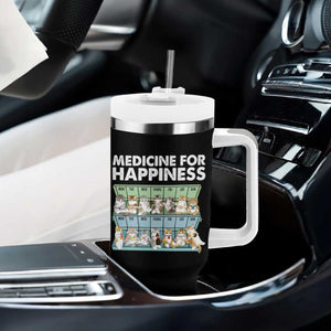 Mental Health Tumbler With Handle Medicine For Happiness Cute Cat TS09 Print Your Wear