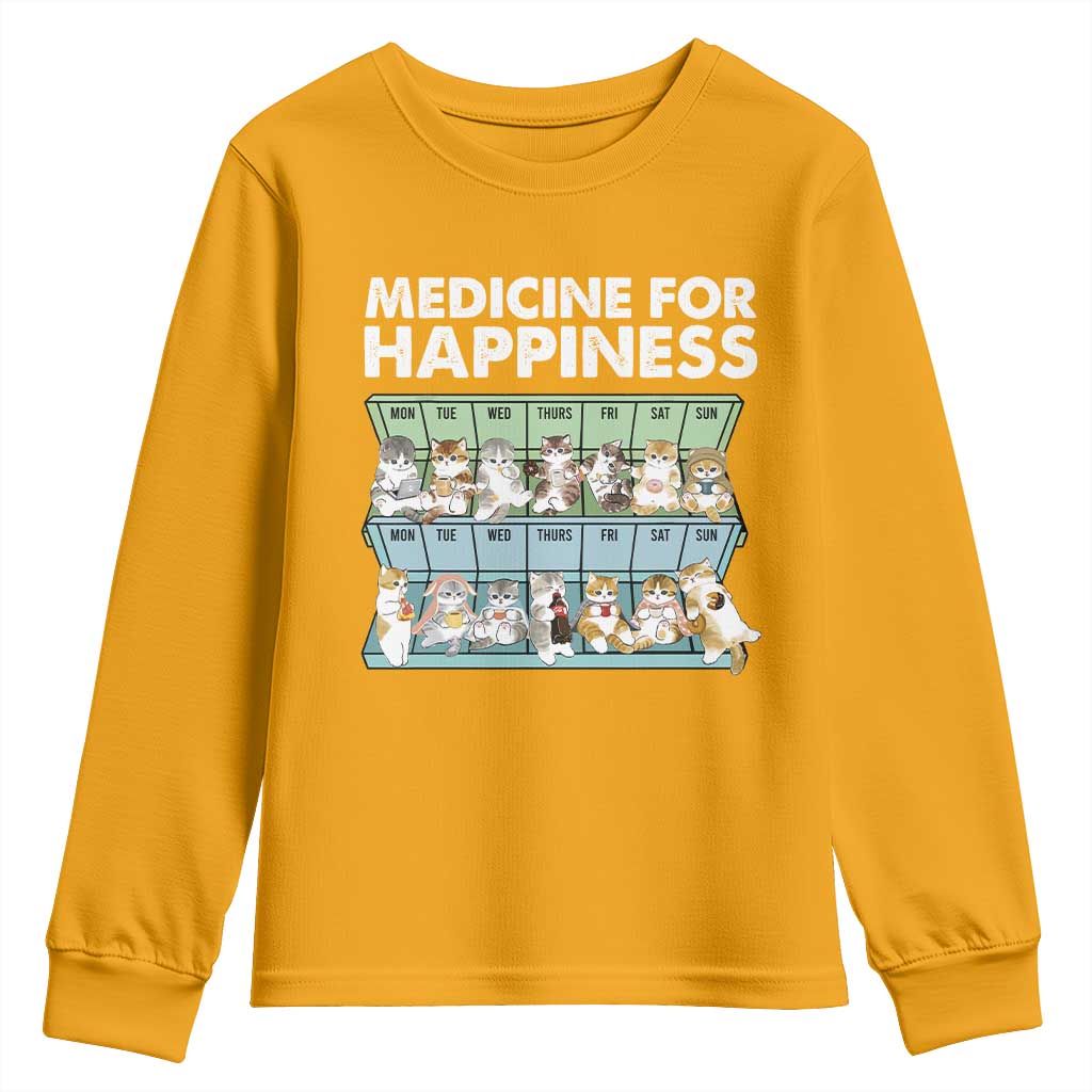 Mental Health Youth Sweatshirt Medicine For Happiness Cute Cat TS09 Gold Print Your Wear
