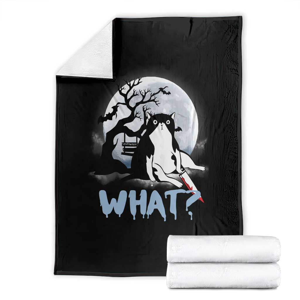 Halloween Cat Throw Blanket What Cat Murder Spooky Season TS09 Black Print Your Wear