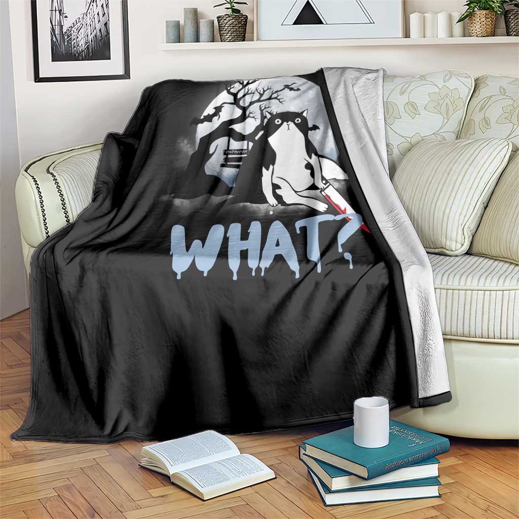 Halloween Cat Throw Blanket What Cat Murder Spooky Season TS09 Print Your Wear