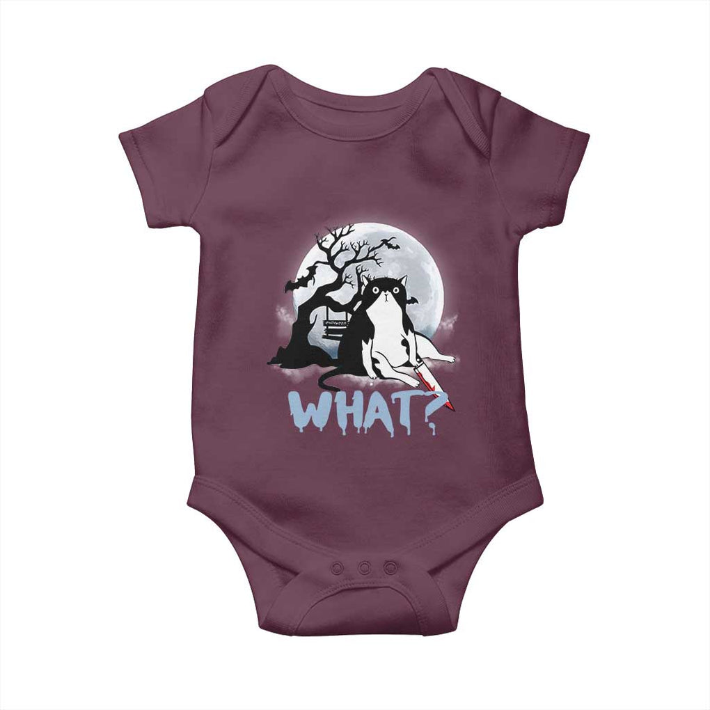 Halloween Cat Baby Onesie What Cat Murder Spooky Season TS09 Maroon Print Your Wear